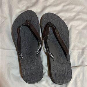 Gray Flip Flops with Textured Sole